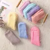 Women Socks 5 par Candy Color Furry Coral Fleece Solid Soft Warm Cartoon Mid-tube Sleeping Floor