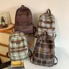 Backpack Vintage Plaid Woollen Cloth Women's Student Book Backpacks For Teenage Girls School Bags Large CapacityTravel Rucksack