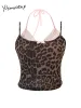 Camis Yitimuceng Backless Tank Top Women 2024 Spring Summer New Sleeveless Leopard Patchwork Lace Slim Tops Bow Chic Camis Tank Tops