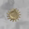 Luxury designer retro matte gold sunflower moon portrait brooch clothing accessories