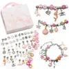 Детский комплект для изготовления браслетов с подвесками, бусины, креативные ювелирные изделия ручной работы с кристаллами Diy, розовая подарочная коробка, набор 240226