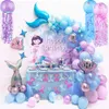 Nuevo Kit de guirnaldas, globos de concha de mar azul púrpura, juego de arco de globo de sirenita, regalos de fiesta de cumpleaños para Baby Shower