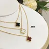 Designer Mini Necklace Van Clover Fashion Design Clover Charm Gold Stainless Steel Jewelry Lovers Couple Gift Ladies Weddings