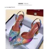 Big Size 35-42 Regenboog Kleurrijke Lakleer Vrouwen Sandalen Elegante Puntschoen Gesp Hoge Hakken Trouwschoenen Slingback pompen