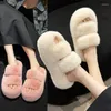 Pantofole 2024 da donna in peluche calore esterno scarpe moda coreana suola spessa cotone per donna