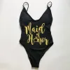 Swimwear Maid of Honor Swimwear Women One Piece Swimsuit Sexig vadderad baddräkt Summer Swimming Bride Party Beachwear Monokini