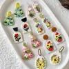 Серьги-подвески AENSOA, многоцветные, трехмерные цветочные серьги ручной работы из полимерной глины для женщин, круглые серьги с геометрическим узором и растениями