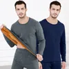 Roupa interior térmica masculina terno de inverno manter quente pijamas topos calças conjunto 2 pçs pijamas masculinos algodão pijama