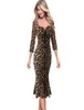 Vfemage Women Autumn Elegant Vintage Leopard Print Solid Cocktail Christma Party Bodycon Mermaid Fishtail Midi Dress 1360 25627697