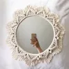 Boho rame 둥근 장식 거울 침실 거실 집 장식을위한 미적 장식 매달려 벽 거울
