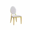 Elegant Golden Stainless Steel Chair with Oval Back Design for Wedding and Hotel Use