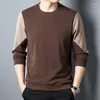 Maglioni da uomo T-shirt girocollo in velluto double face Camicia base alla moda americana casual color block