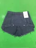 Shorts deat sólido quente feminino falso duas peças de cintura alta aline fino denim shorts estilo rua shopping goth 2024 verão outono 7e754