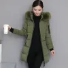 Parkas 2023 New Winter Coat Women's Jacket Fur Neckline Long Basic Coats Thick Jackets Cotton Padded Outerwear Parkas Female Clothes