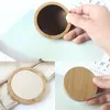 Wooden Small Round Mirror Portable Pocket HD Mirror Wood Mini Makeup Mirror