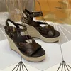 Fashion-Platform Wedge Series Sandaler Straw Hemp Rope Fashion Women's Shoes Elements Leather Sandals