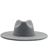 Breite Krempe Hüte Fedora Hut für Frauen Einfarbig Wollfilz Männer Herbst Winter Panama Gamble Grau Jazz Cap253I