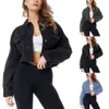 Женские куртки женские сексуальные рваные джинсы черные синие рукава короткие джинсовые короткие куртки High Street 240305