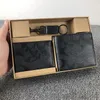 Men's Wallets Business Casual Cowhide Folding Wallet Card Bag Keychain Gift Set