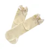 Women Socks Fashion Casual Cotton Solid Color Japanese JK Princess Ribbon Bowknot Ruffle Frilly Middle Tube