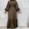 民族服イスラム教徒のチュニックソリッドドレスパッチワーク女性アバヤ