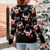 Pullover Maglieria di Natale 2023 Inverno Donna Maglione di Natale Pullover casual Top Natale Alce Cartoon Donna Natale maglione brutto