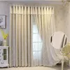 Curtain Double Layer Embroidery With Lace Grommet Top Semi-Blackout Cloth Window Drapes Curtains For Bedroom Living Room Sliding