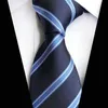 Nieuwe blauw gestreepte stropdassen Fashion Men Business Silk Neck Tie Classic Men's Stripe Jacquard Wove Wedding Party Man Ties Navy247H