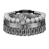 3st Luxury Micro Pave CZ Crown Roman siffra armband Watch Band rostfritt stål Dudes Rollie Macrame Armbands Men smycken 240219
