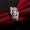 Klusterringar 925 Sterling Silver Hög kvalitet för kvinnor Lady Wedding Inlaid Stone Crystal Flower Ring Fashion Jewelry