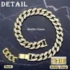 Luxury Gold Dog Chain Collar Cuban Chain Link Choke Collar för små medium stora katter Pet smycken halsband Tillbehör