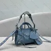 Designer tas dames motortas denim leren draagtas schoudertas spiegel portemonnee designer luxe handtas crossbody tassen