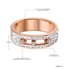 Con piedras laterales YiKLN Compromiso de color oro rosa 4 filas Dedo de cristal 3 Anillo CZ deslizable para mujeres Anillos de boda Joyería de acero inoxidable