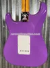 متجر مخصص عكسي Headstock Jimi Hendrix Ultraa Violet Electric Guitar Maple Neck Fingerboard Dot Dot ، لوحة رقبة محفورة خاصة ، جسر Tremolo ، Whammy Bar