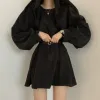 Robe Vintage robe femmes Chic manches bouffantes mode printemps populaire Simple dames robe fête Empire basique Ulzzang Femme vêtements Ins