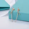 Women Girl Elegant 925S Silver Silver Crystal Bow Ear Stud Luxury Brand Designer Diamond Charm Accord Accounds Modelry Associaty Homes with Box Wholesale