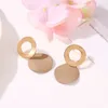 Boucles D'oreilles Pendantes Mode Géométrique Simple Disque Tridimensionnel Irrégulier Rond Pour Femme Vert