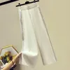 Kvinnor Tvådelar Pants Summer Korean Fashion Heavy Industry Borrning Vest Sticked Topcasual Wide Leg Pants Two Piece Set Tracksuit Women 230310