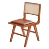 Decorative Figurines TLL Simple Balcony Dining Room Stool Rattan Home Bedroom Solid Wood Soft Bag Study