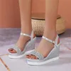 Elegante ademende pailletten Wedge Ladies Sandalen hiel groot formaat buiten streetwear indoor buiten vrouwelijke schoenen 354 740 401