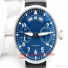 Mens Edition Big Pilot 52850 Blue Dial z markerami liczbowymi Rezerwa Black Skórzana Automatyczna rezerwa