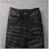 Mäns jeans Mens Designer High Elastics Distressed Ripped Slim Fit Motorcykelcyklist för män S Fashion Black Pants#030 28-38 240305