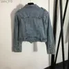 Jaquetas femininas roupas de grife Denim casaco B letra cinto dobrado cintura estilo de couro lapela de mangas compridas casaco jeans roupas a1 240305