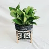 Plates Hand-Woven Straw Flower Basket Household Storage Creative Vase Japanese-Style Dried Barley W/ Tripod