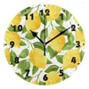 Wall Clocks Seamless Background With Lemons Clock Silent Non-Ticking Round Watch Quiet Desk Art For Living Room Bedroom