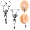 Orecchini pendenti 2 pezzi Halloween scheletro piercing capezzolo bilanciere anelli orecchio cartilagine trago pendente accessorio gioielli per feste