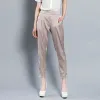 Capris TingYiLi pantaloni in raso da ufficio eleganti pantaloni harem da donna coreani neri pantaloni kaki bianchi da donna