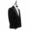 Shirts 2022 Crystal Beading Black Veet Men Suits Costume Homme Groom Tuxedos Wedding Terno Masculino Slim Fit 3 Pieces Party Blazer