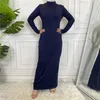 Vêtements ethniques Robe à col haut à l'intérieur sous Abaya Musulman Islamique Manches longues Maxi Col roulé Kaftan Robe arabe Caftan Eid Ramadan