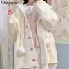 Cardigans Sweters Cardigan Kobiety workowate preppy dziewczęce słodkie ubrania kawaii japońskie stylowe High Street Delikatne designerskie jesień dzianiny